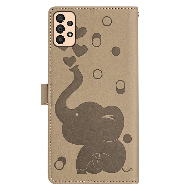 For Samsung Galaxy A33 5G Cartoon Elephant Embossed Leather Phone Case
