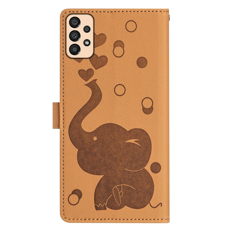 For Samsung Galaxy A33 5G Cartoon Elephant Embossed Leather Phone Case