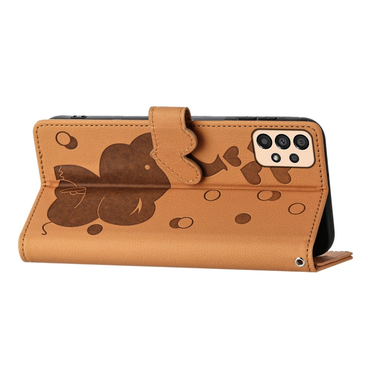 For Samsung Galaxy A33 5G Cartoon Elephant Embossed Leather Phone Case