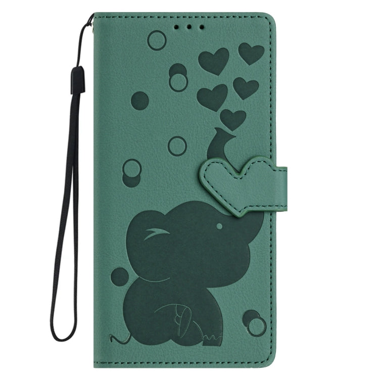 For Samsung Galaxy A34 5G Cartoon Elephant Embossed Leather Phone Case