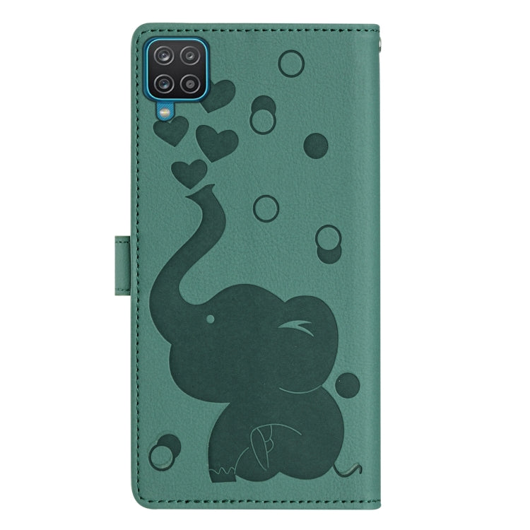 For Samsung Galaxy A42 5G Cartoon Elephant Embossed Leather Phone Case