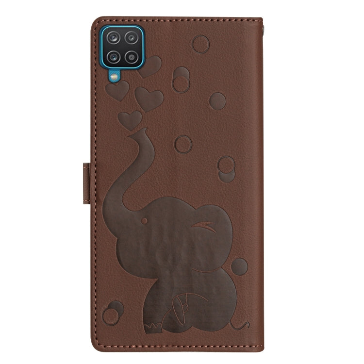 For Samsung Galaxy A42 5G Cartoon Elephant Embossed Leather Phone Case