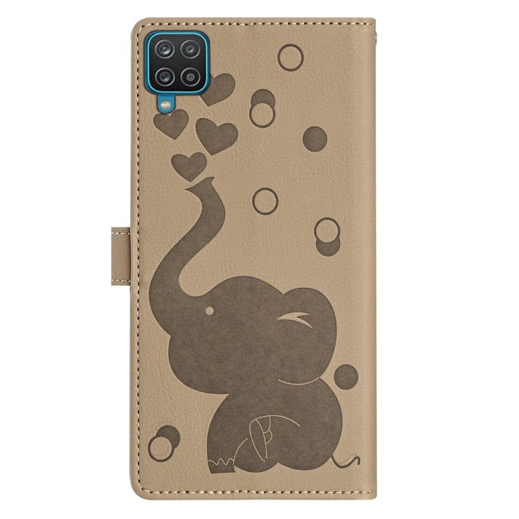 For Samsung Galaxy A42 5G Cartoon Elephant Embossed Leather Phone Case
