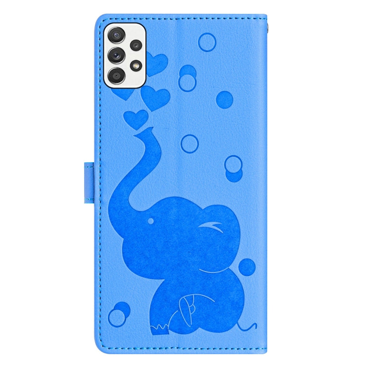 For Samsung Galaxy A52 4G / 5G Cartoon Elephant Embossed Leather Phone Case