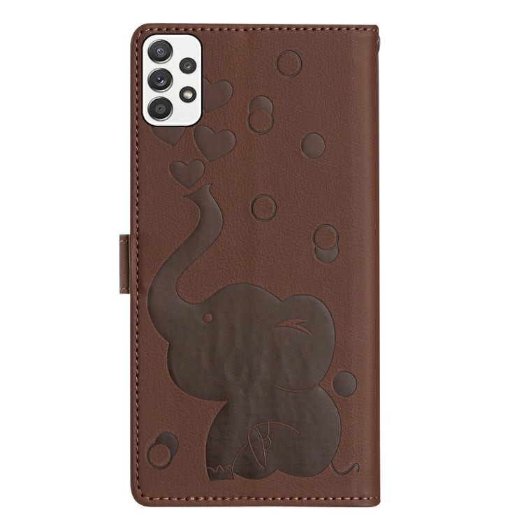 For Samsung Galaxy A52 4G / 5G Cartoon Elephant Embossed Leather Phone Case