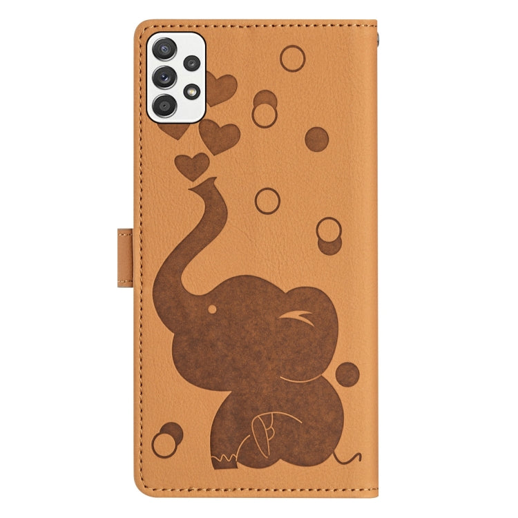 For Samsung Galaxy A52 4G / 5G Cartoon Elephant Embossed Leather Phone Case