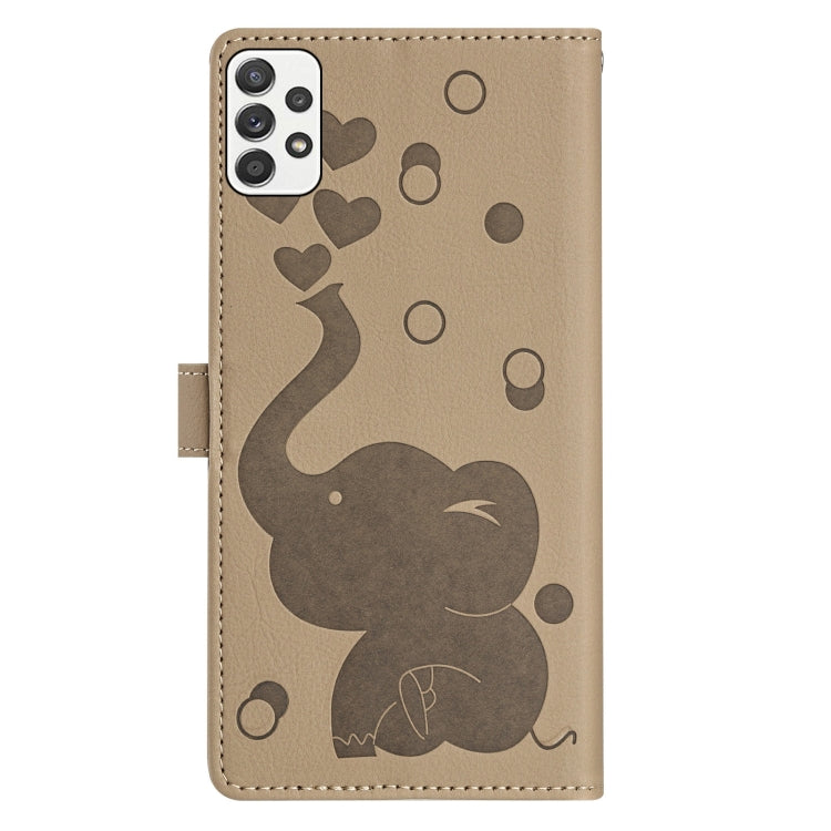 For Samsung Galaxy A53 5G Cartoon Elephant Embossed Leather Phone Case