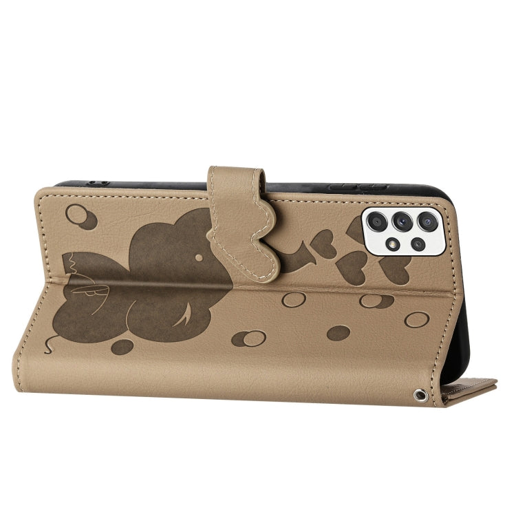 For Samsung Galaxy A53 5G Cartoon Elephant Embossed Leather Phone Case