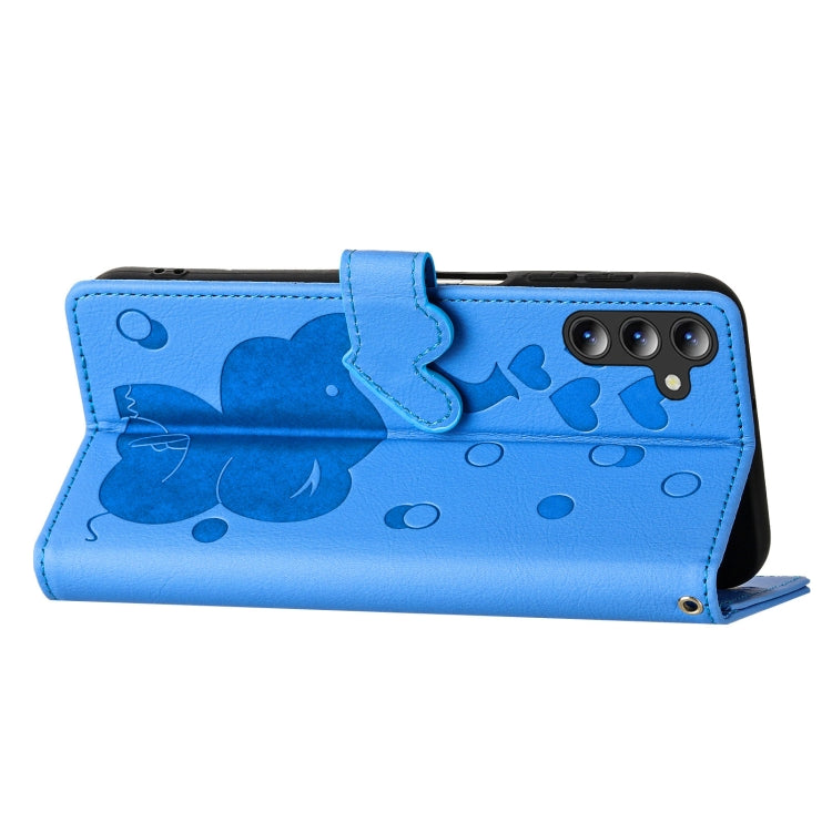 For Samsung Galaxy A54 5G Cartoon Elephant Embossed Leather Phone Case