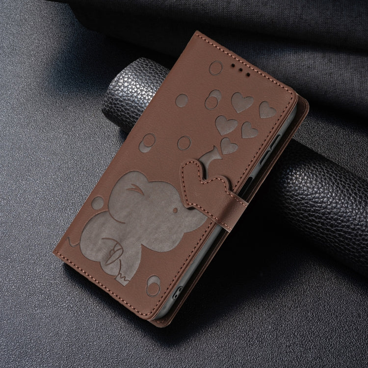 For Samsung Galaxy A54 5G Cartoon Elephant Embossed Leather Phone Case