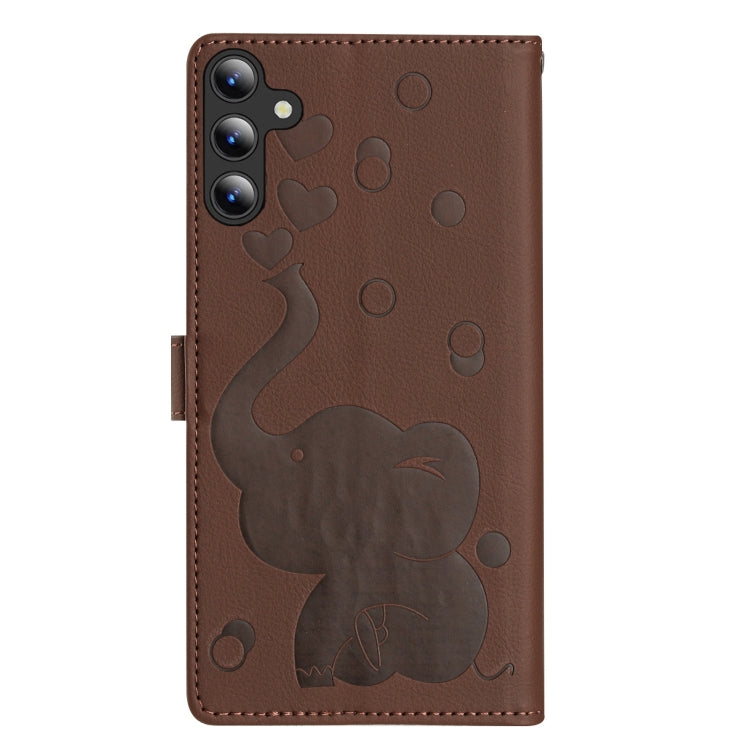 For Samsung Galaxy A55 5G Cartoon Elephant Embossed Leather Phone Case