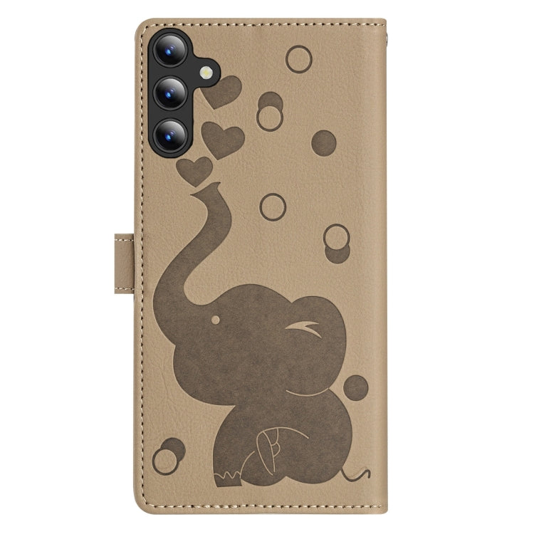 For Samsung Galaxy A55 5G Cartoon Elephant Embossed Leather Phone Case