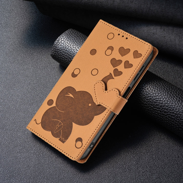For Samsung Galaxy A55 5G Cartoon Elephant Embossed Leather Phone Case
