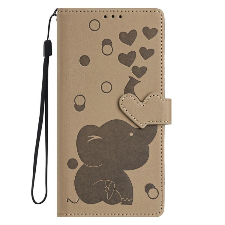 For Samsung Galaxy A56 5G Cartoon Elephant Embossed Leather Phone Case