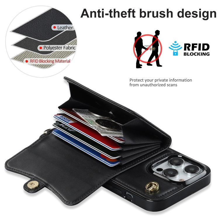 For iPhone 16 Pro Max RFID Card Slot Phone Case with Long Lanyard