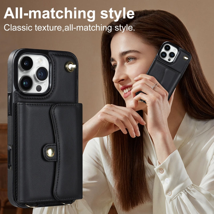 For iPhone 16 Pro Max RFID Card Slot Phone Case with Long Lanyard