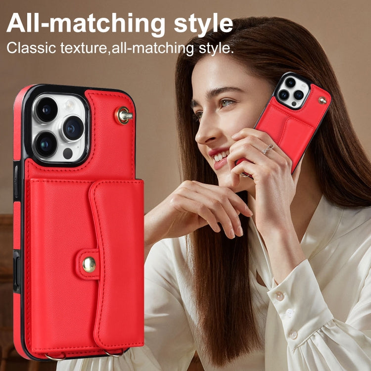 For iPhone 16 Pro Max RFID Card Slot Phone Case with Long Lanyard