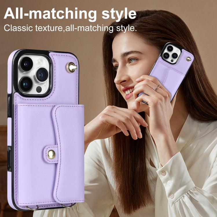 For iPhone 16 Pro Max RFID Card Slot Phone Case with Long Lanyard