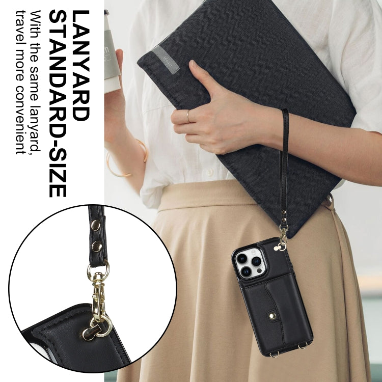 For iPhone 16 Pro RFID Card Slot Phone Case with Long Lanyard