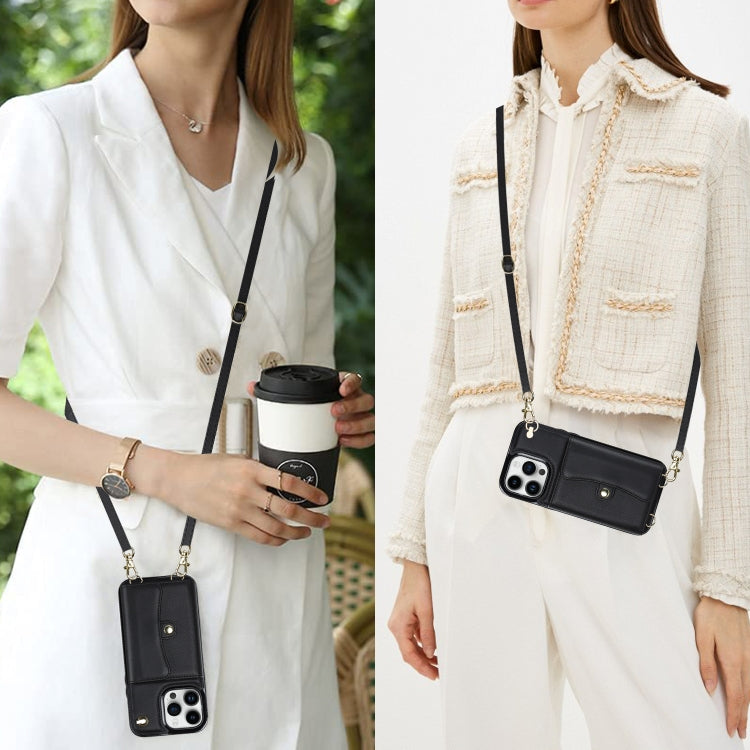 For iPhone 16 Pro RFID Card Slot Phone Case with Long Lanyard