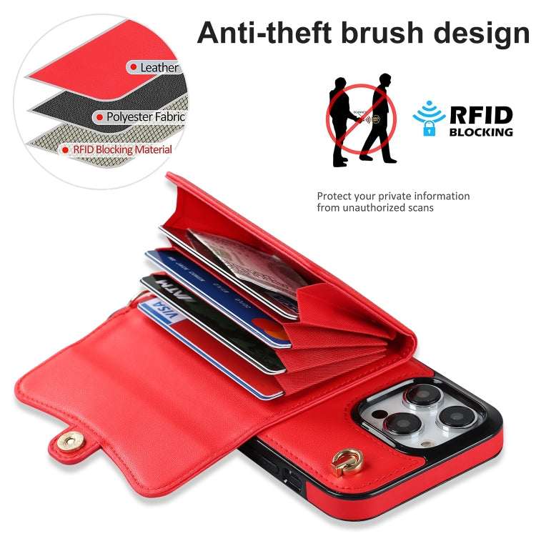 For iPhone 16 Pro RFID Card Slot Phone Case with Long Lanyard