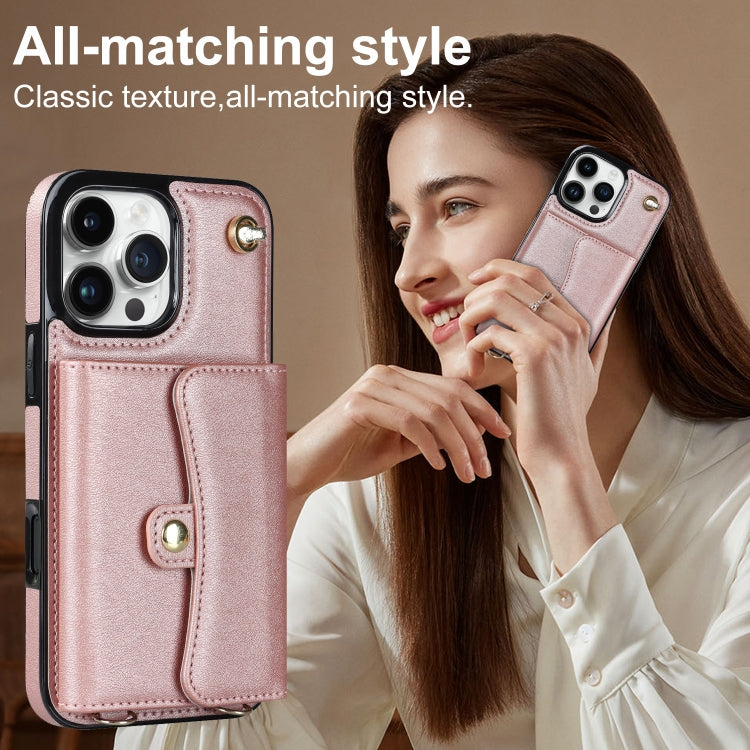 For iPhone 16 Pro RFID Card Slot Phone Case with Long Lanyard