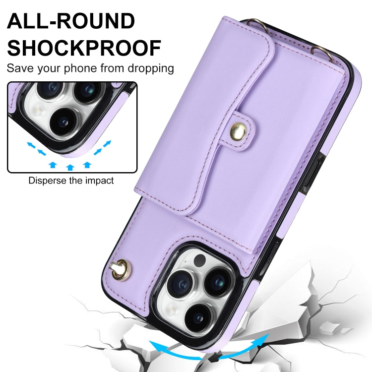 For iPhone 16 Pro RFID Card Slot Phone Case with Long Lanyard