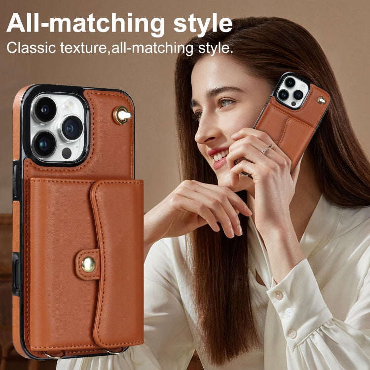For iPhone 16 Pro RFID Card Slot Phone Case with Long Lanyard