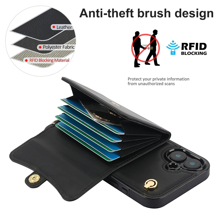 For iPhone 16 Plus RFID Card Slot Phone Case with Long Lanyard