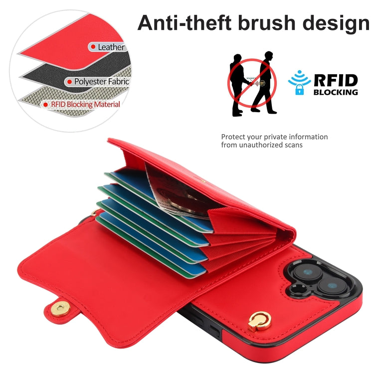 For iPhone 16 Plus RFID Card Slot Phone Case with Long Lanyard