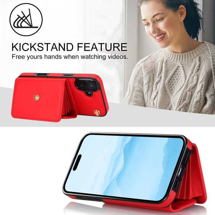 For iPhone 16 Plus RFID Card Slot Phone Case with Long Lanyard