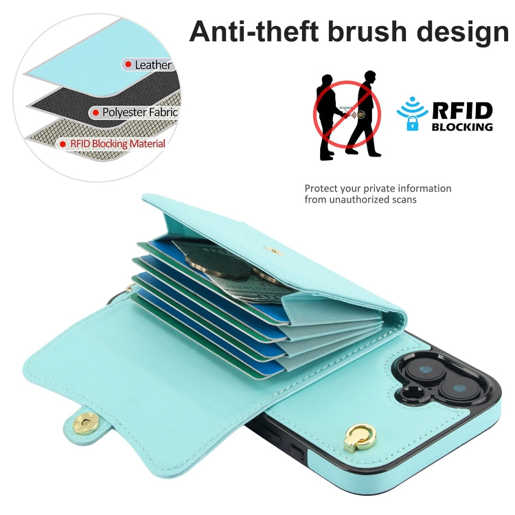For iPhone 16 Plus RFID Card Slot Phone Case with Long Lanyard