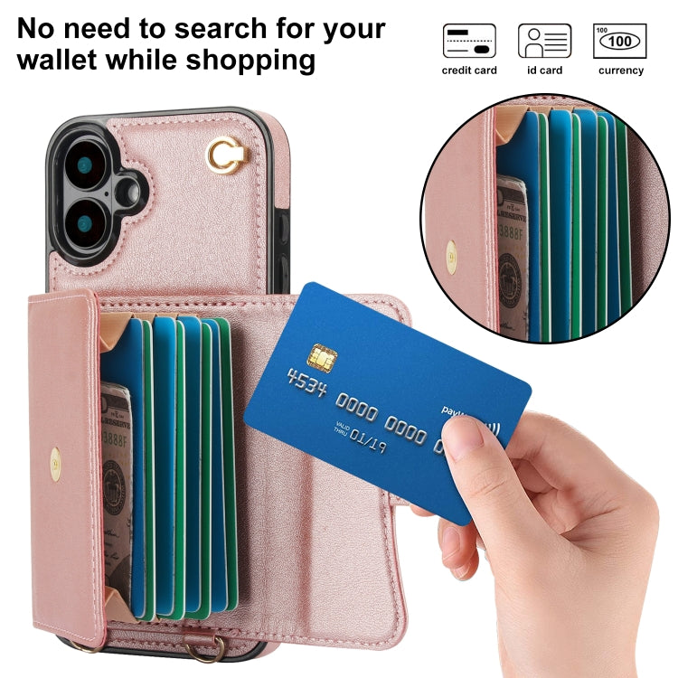 For iPhone 16 Plus RFID Card Slot Phone Case with Long Lanyard