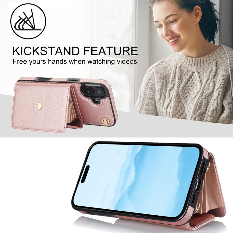 For iPhone 16 Plus RFID Card Slot Phone Case with Long Lanyard