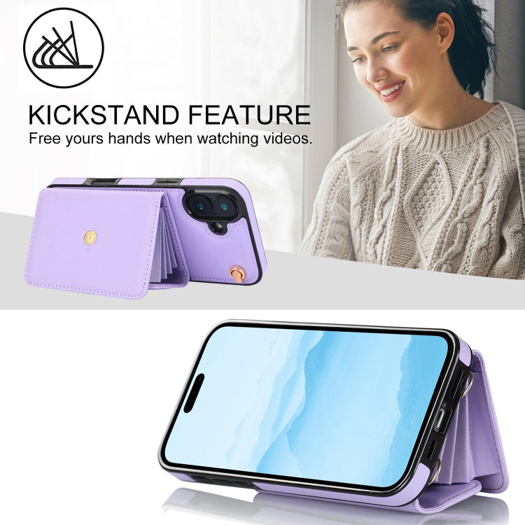 For iPhone 16 Plus RFID Card Slot Phone Case with Long Lanyard