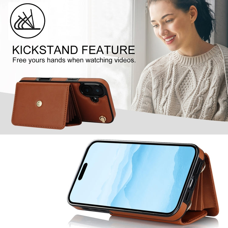 For iPhone 16 Plus RFID Card Slot Phone Case with Long Lanyard