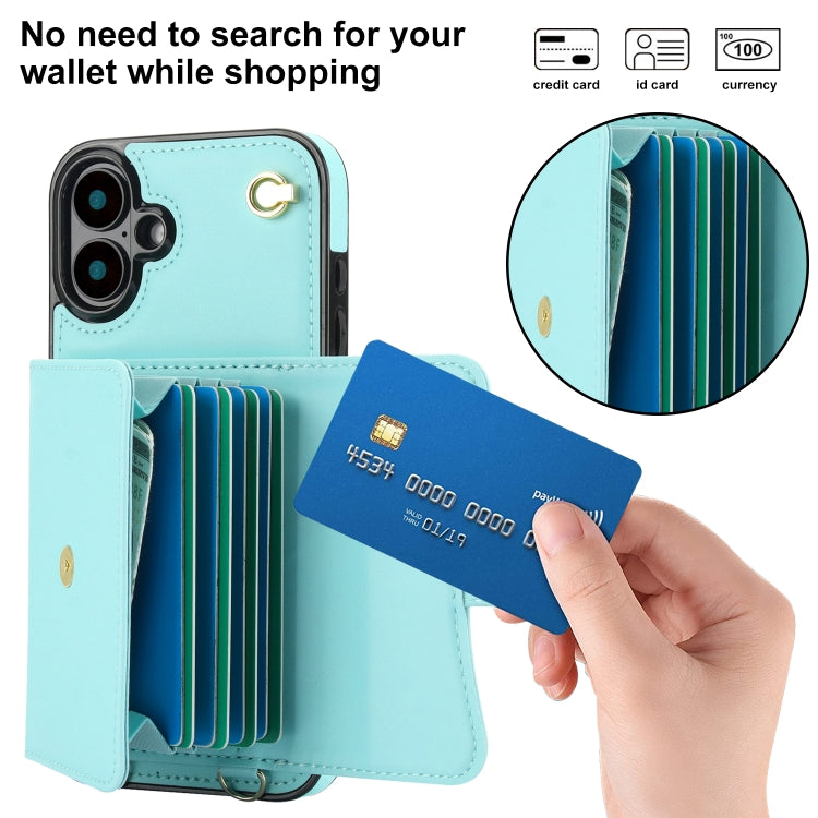 For iPhone 16 RFID Card Slot Phone Case with Long Lanyard