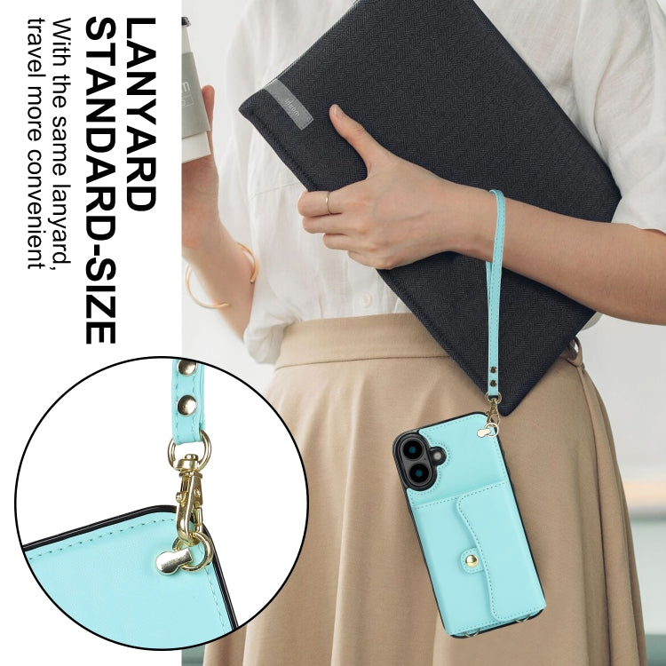 For iPhone 16 RFID Card Slot Phone Case with Long Lanyard