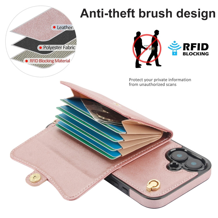 For iPhone 16 RFID Card Slot Phone Case with Long Lanyard