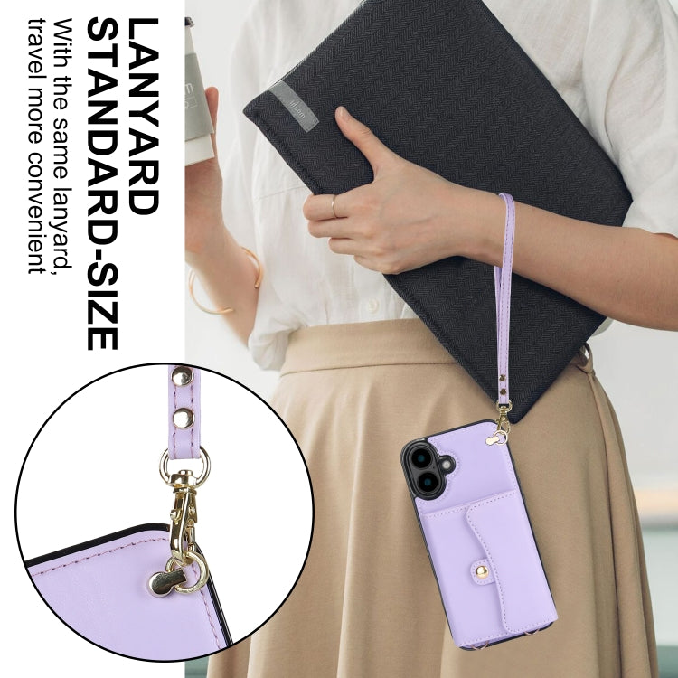 For iPhone 16 RFID Card Slot Phone Case with Long Lanyard