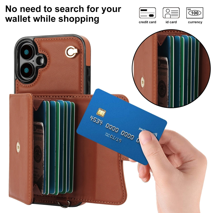 For iPhone 16 RFID Card Slot Phone Case with Long Lanyard