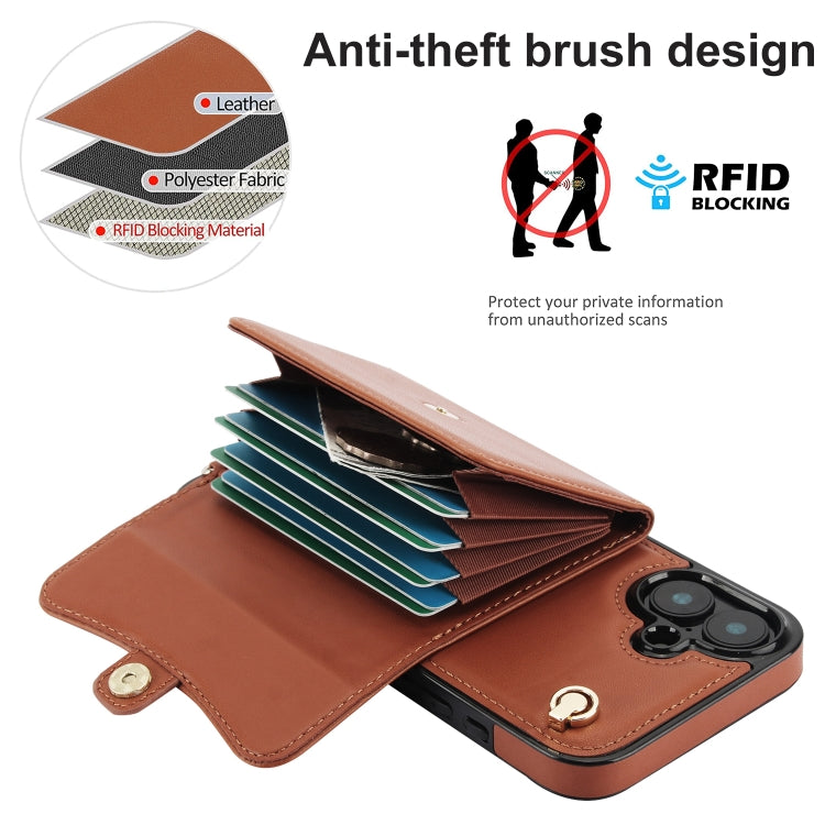 For iPhone 16 RFID Card Slot Phone Case with Long Lanyard