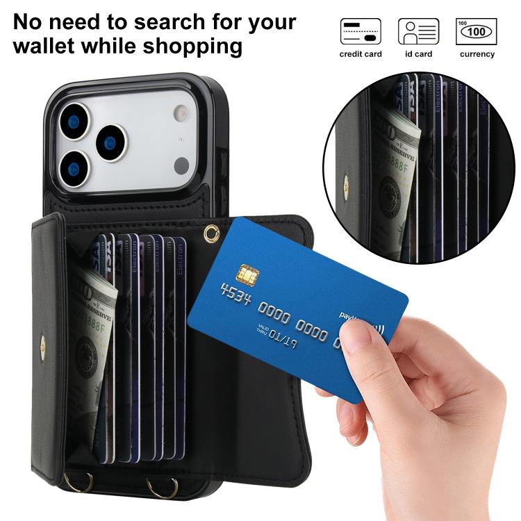 For iPhone 17 Pro Max RFID Card Slot Phone Case with Long Lanyard