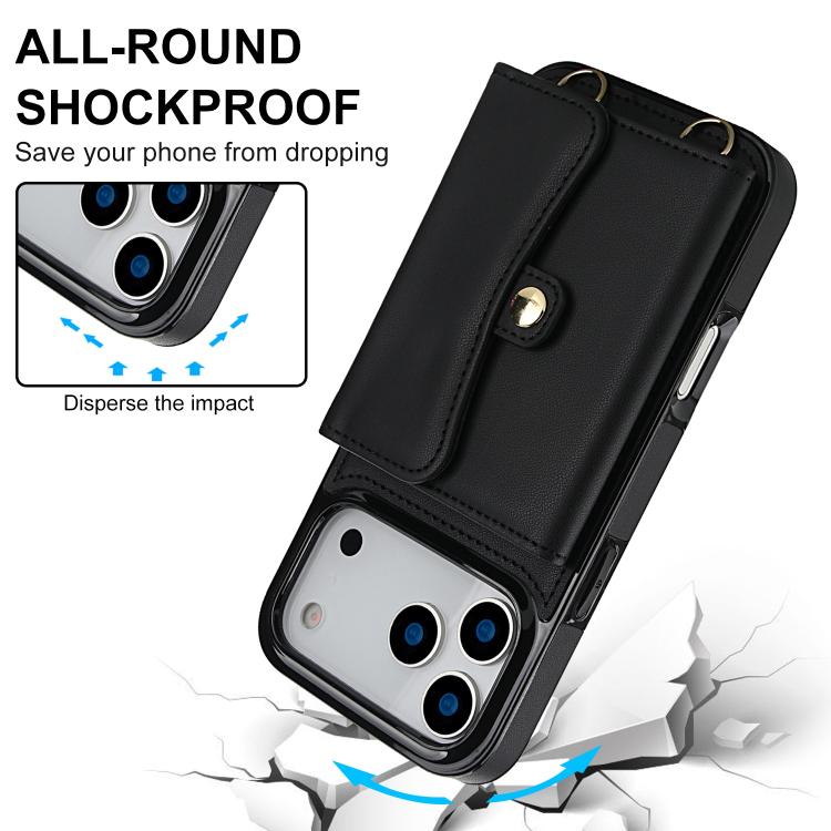 For iPhone 17 Pro Max RFID Card Slot Phone Case with Long Lanyard