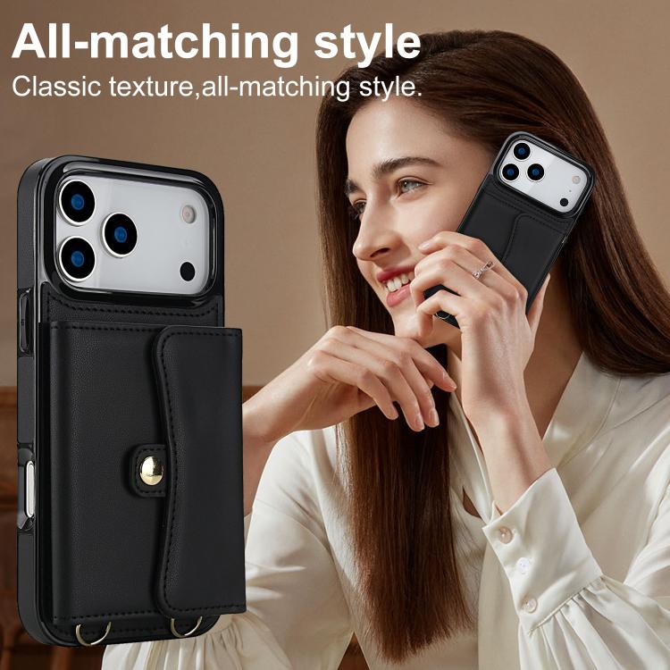 For iPhone 17 Pro Max RFID Card Slot Phone Case with Long Lanyard