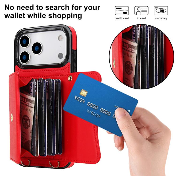 For iPhone 17 Pro Max RFID Card Slot Phone Case with Long Lanyard