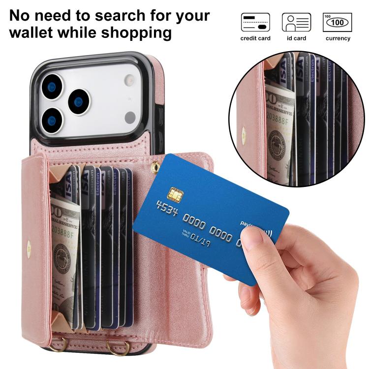 For iPhone 17 Pro Max RFID Card Slot Phone Case with Long Lanyard