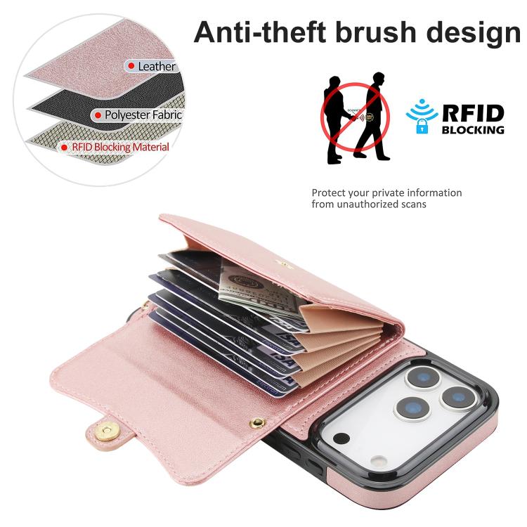 For iPhone 17 Pro Max RFID Card Slot Phone Case with Long Lanyard