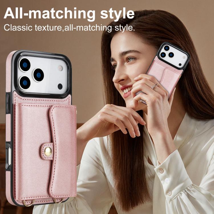 For iPhone 17 Pro Max RFID Card Slot Phone Case with Long Lanyard