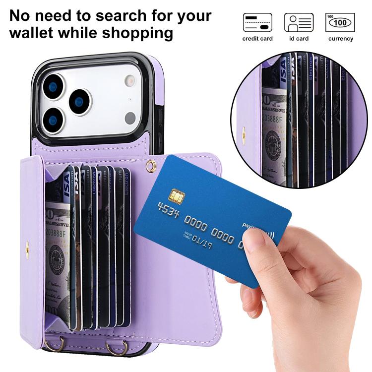 For iPhone 17 Pro Max RFID Card Slot Phone Case with Long Lanyard
